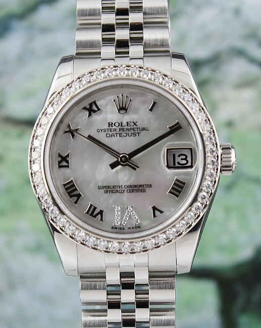 (image for) A ROLEX MID SIZE STAINLESS STEEL & 18K WHITE GOLD OYSTER PERPETUAL DATEJUST / 178384